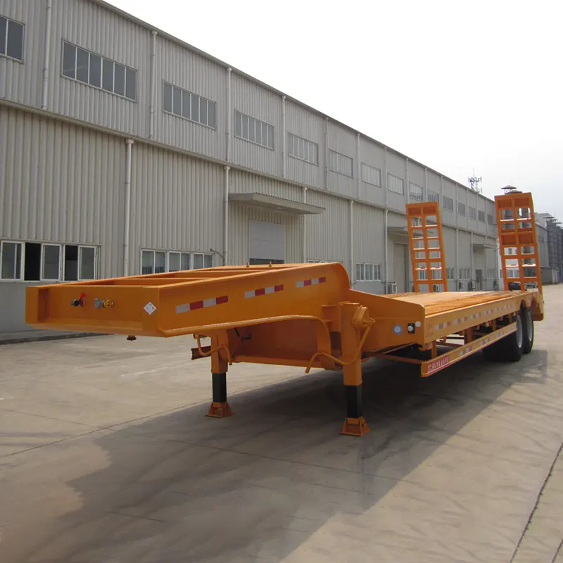 30-40 ໂຕນ 2 Axles Lowbed Semi Trailer ກັບ Ramp ຫລັງ